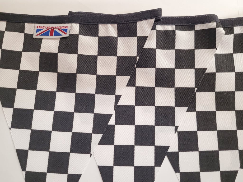 Black check bunting - 10 mtr. Ska two tone Newcastle Derby Made in England