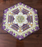 Summer Palace kaleidoscopic quilted table topper plum purple gold - Image 3