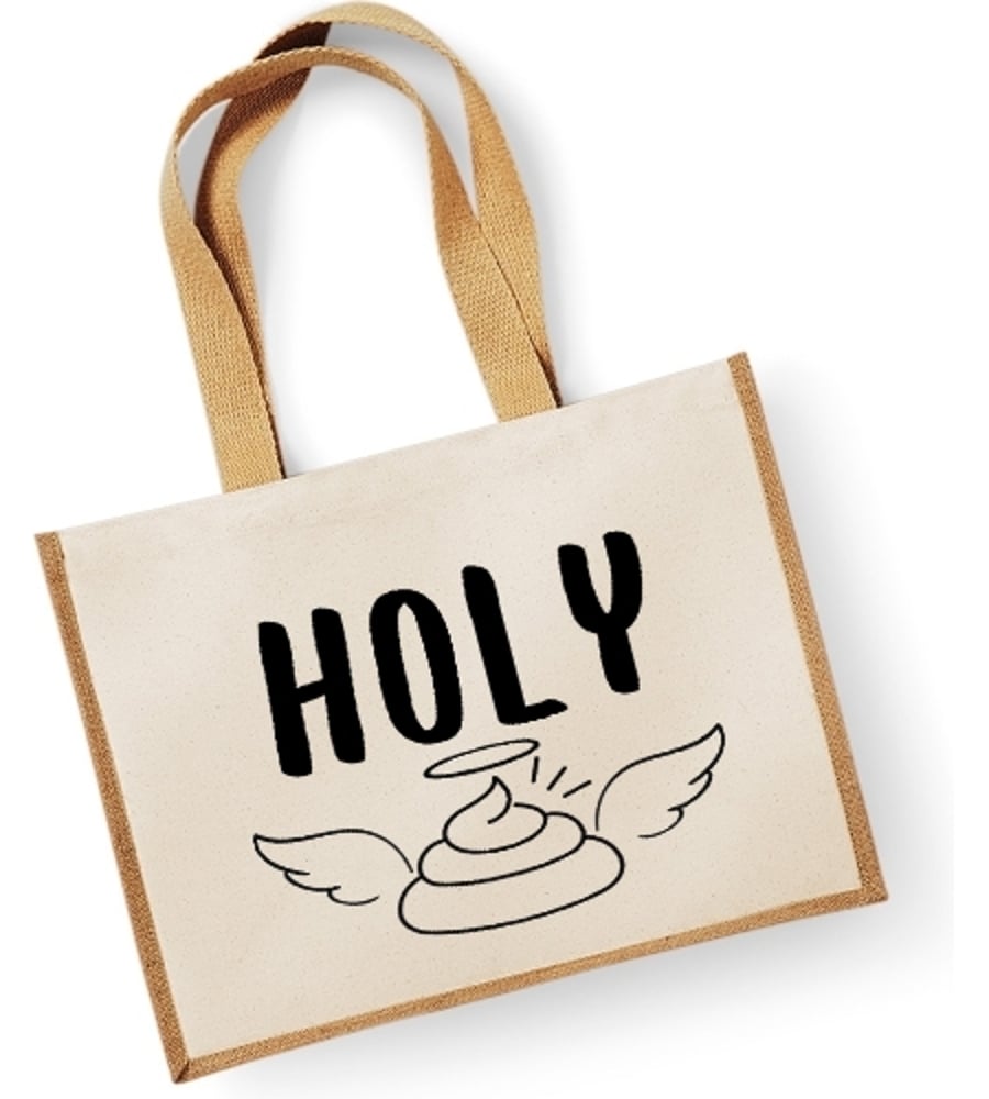 Holy Sh.t (Poo) -  Large Jute Shopper Bag