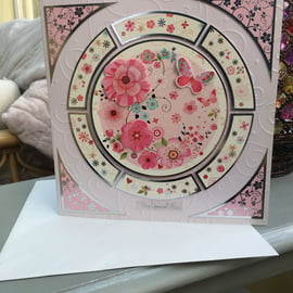 Swirl and floral Mother's Day card