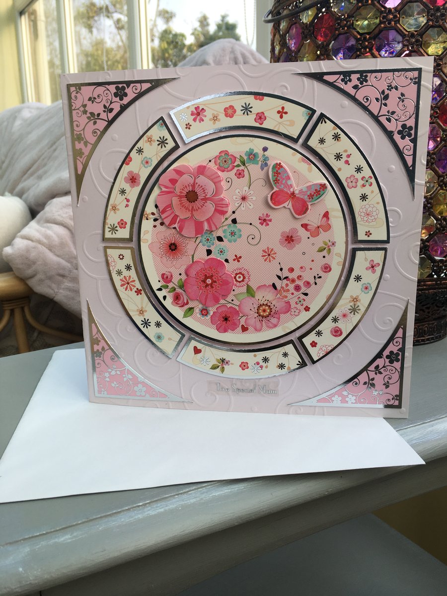 Swirl and floral Mother's Day card