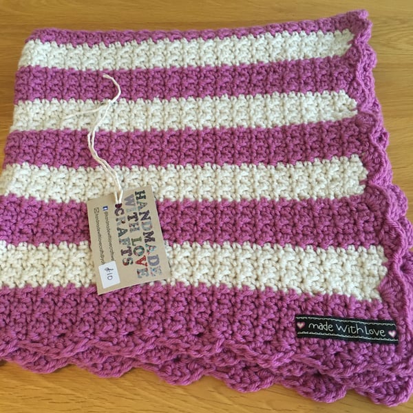 Baby Blanket - pink and cream 
