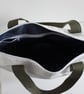 Upcycled Sailcloth Work Bag – Zipped Office Tote with Olive Green Handles - Image 10