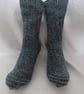 Hand-cranked Knitted Ribbed Wool Socks Size 4 to 5 - Image 1
