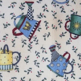 Watering Cans FQ Fat Quarter Fabric Remnant