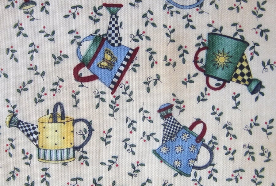 Watering Cans FQ Fat Quarter Fabric Remnant