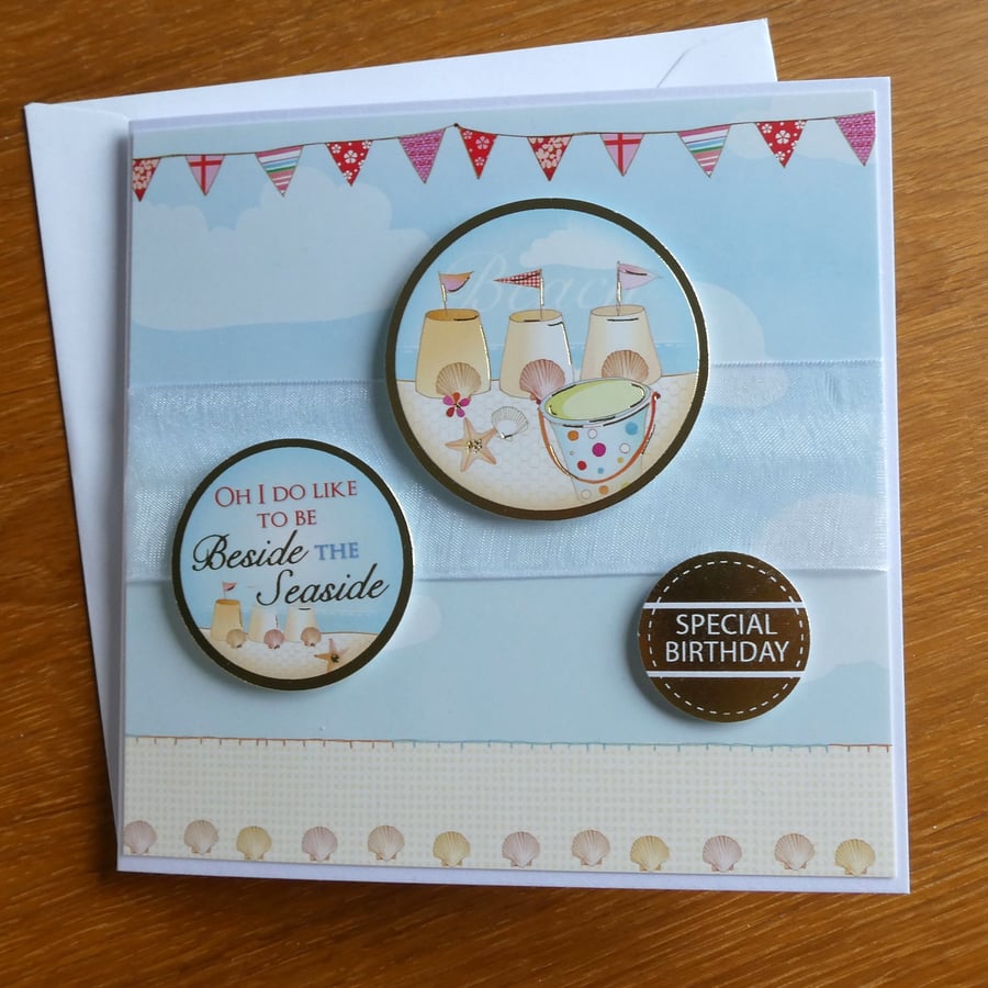 Sand Castles and Bunting Card - Special Birthday