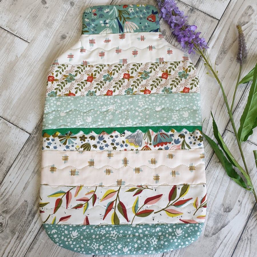 Hot Water Bottle Cover, Quilted Hottie Cover