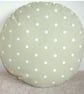 Round Cushion Cover 16 inch Polka Dot Green and White Spots Dots - Image 2