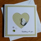 Thinking Of You Butterfly Card - Heart Aperture - Olive Green Polka Dot