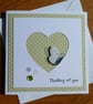 Thinking Of You Butterfly Card - Heart Aperture - Olive Green Polka Dot