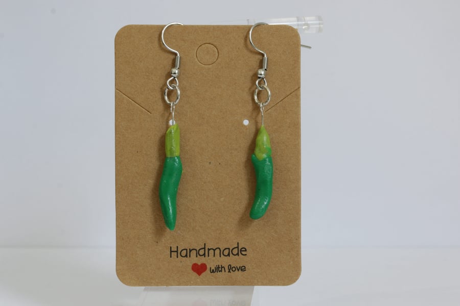 Handcrafted Green Chilli Earrings