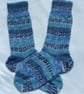 Hand-cranked Knitted Ribbed Wool Socks Size 4 to 5 - Image 3