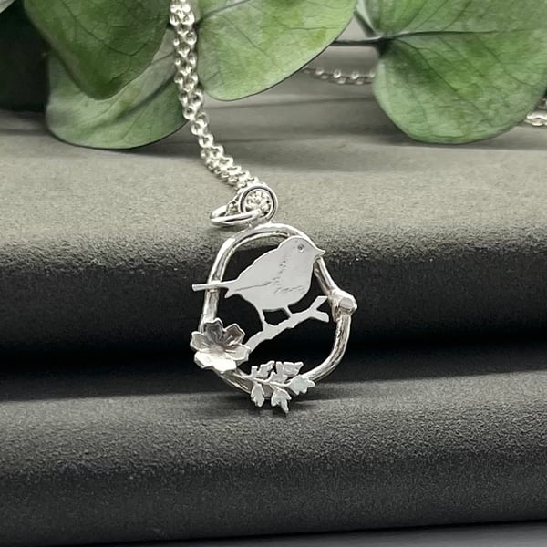 Handmade Sterling Silver Robin Pendant