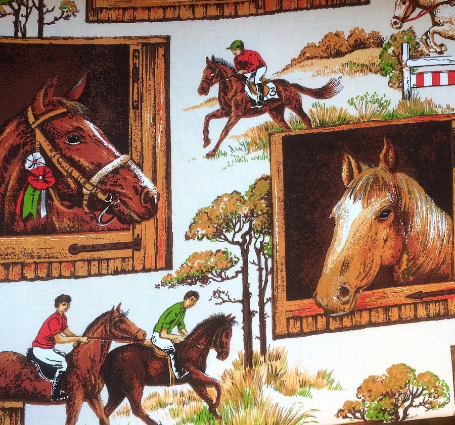 Horse Riding and at the Stables 70s  Vintage Fabric Lampshade option