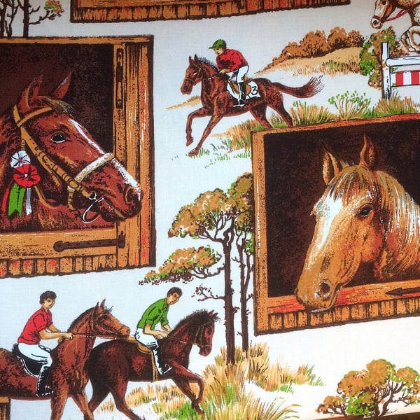 Horse Riding and at the Stables 70s  Vintage Fabric Lampshade option