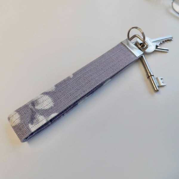 Key ring wrist strap in mauve Laura Ashley fabric