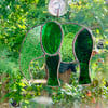 Stained Glass Large Elephant Suncatcher - Handmade Hanging Decoration - Green