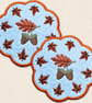 Autumn Acorn and Leaf Candle Coaster - Embroidered Woodland Home Decor - Image 4