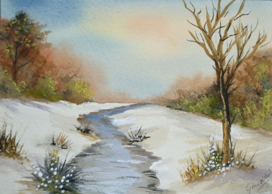 original art hand painted landscape watercolour ( ref F 349 )