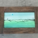 Abstract Landscape in hand made wooden frame 