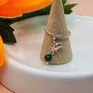 Rustic sterling silver ring with elephant charm