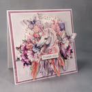 Square 3D card in elegant box with a window. A1