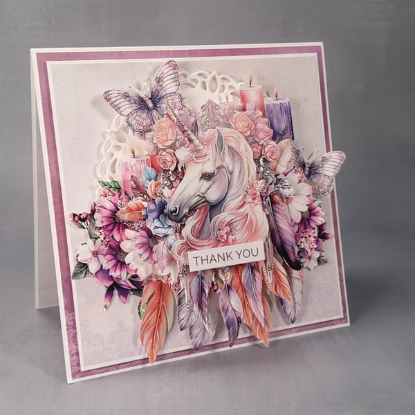Square 3D card in elegant box with a window. A1