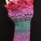 Pink and purple wrist warmer gloves