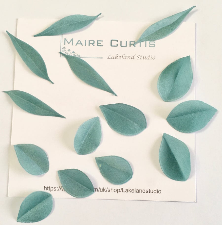 Hand Crafted Silk Blue Green Eucalyptus leaves