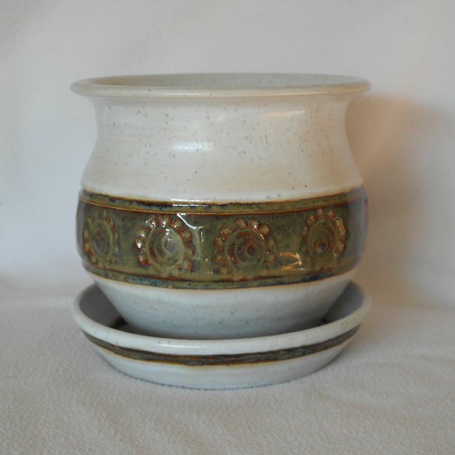 19-39 Hand thrown planter with saucer