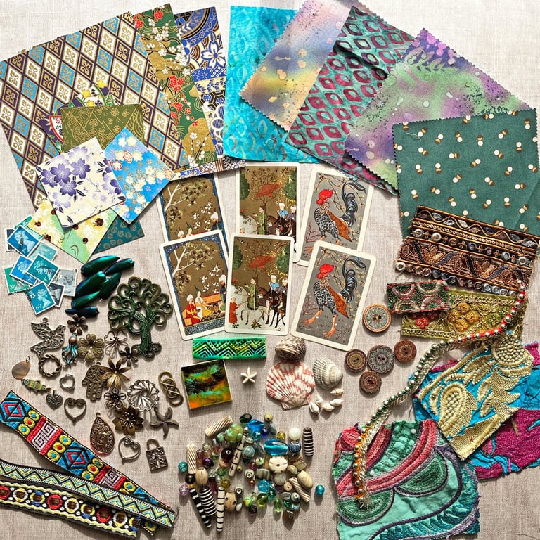 Huge mixed media craft material destash, gift for crafters, craft kit