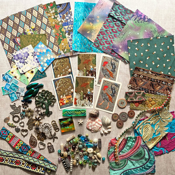 Huge mixed media craft material destash, gift for crafters, craft kit