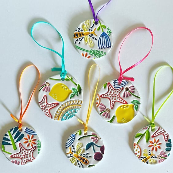 SALE Handmade Summer Ceramic Hanger, Hanging Summer Decoration