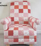 Girls Patchwork Fabric Armchair Chair Kids Seat Nursery Bedroom Floral Red Pink - Image 2