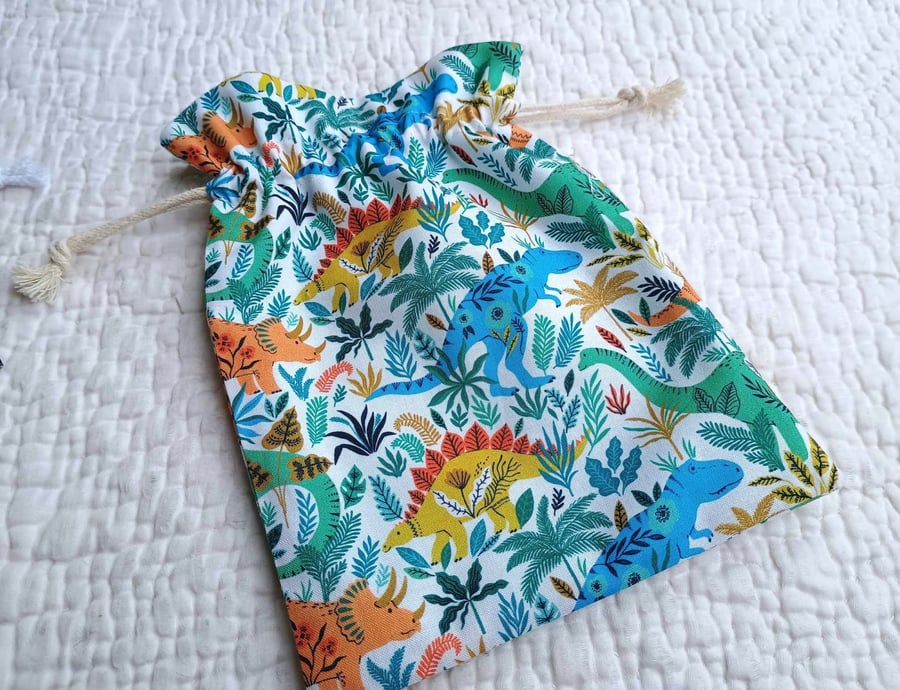 Drawstring bag - Dinosaur - project, storage or reusable gift bag