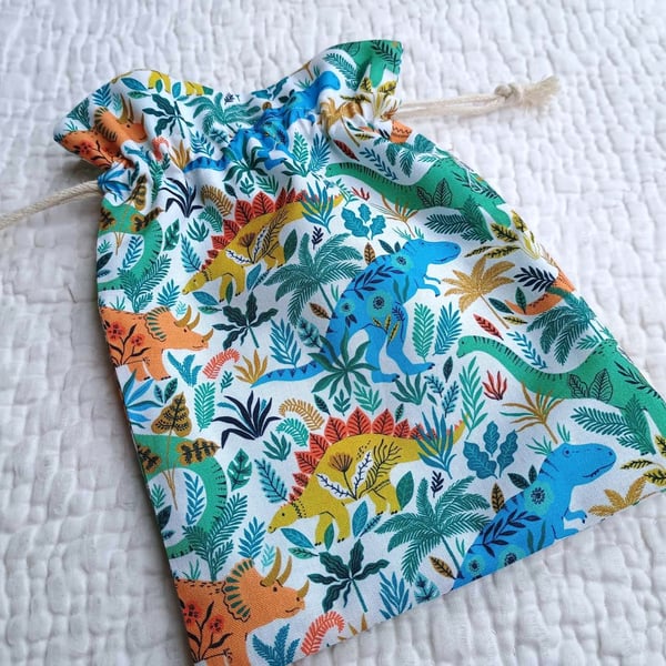 Drawstring bag - Dinosaur - project, storage or reusable gift bag