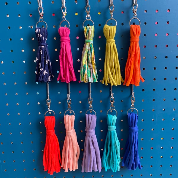 Zero waste fabric yarn bag charm