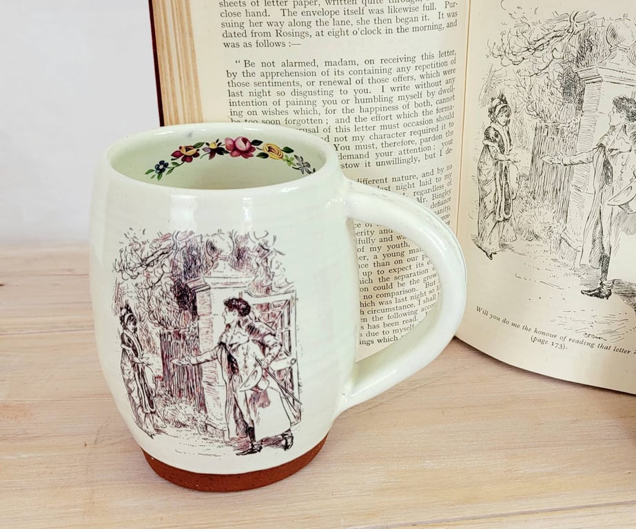 Handmade Pride and Prejudice quote mug, Jane Austen fan gift