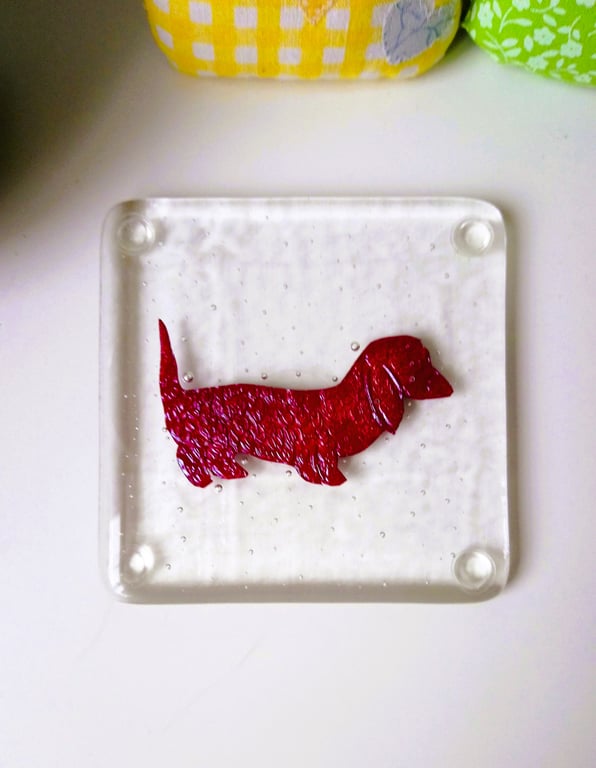 Fused Glass Copper Dog Coaster