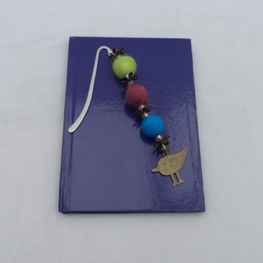 Bookmark , felt ball and bead