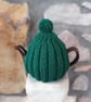 Small Tea Cosy for 2 Cup Tea Pot, Bottle Green, Hand Knitted