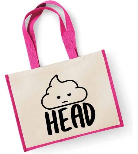 Sh.t (Poo) HEAD  -  Large Jute Shopper Bag