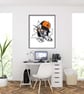 Pitbull print, pitbull poster, cool pitbull in a cap, gift for pitbull lovers - Image 1