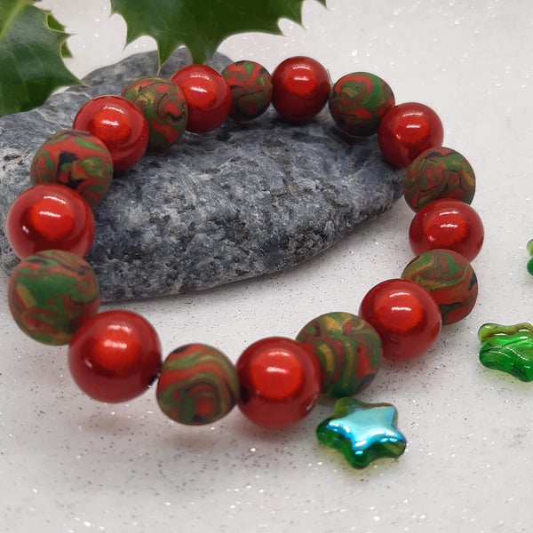 Red, green and black bracelet