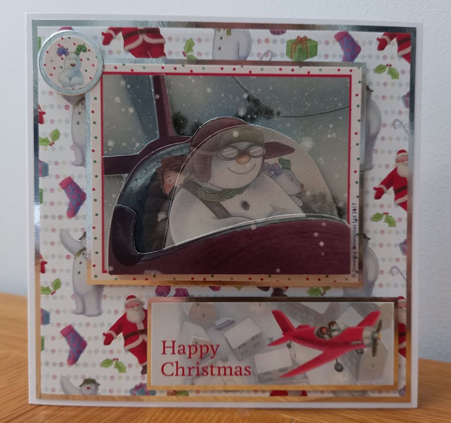Snowman and Snowdog handmade Christmas card