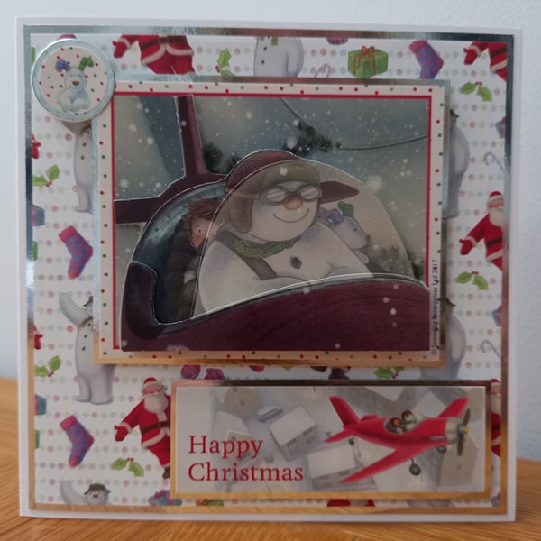 Snowman and Snowdog handmade Christmas card