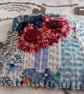 Blue and red kantha-stitched small lavender pillow - Image 4