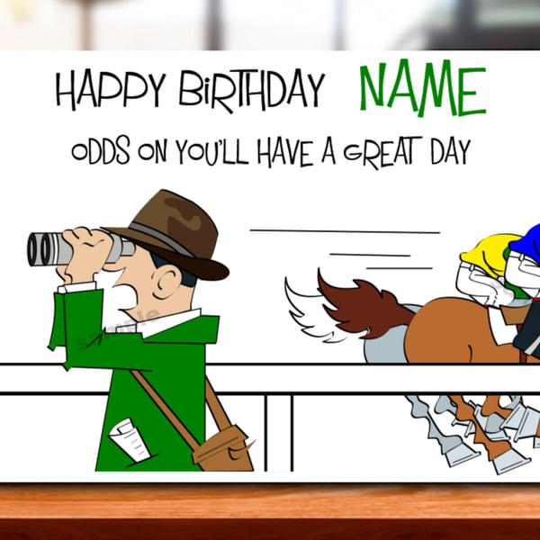 Personalised Horse Racing Birthday Card, Punter Gift, Cheltenham, ascot, dad, 