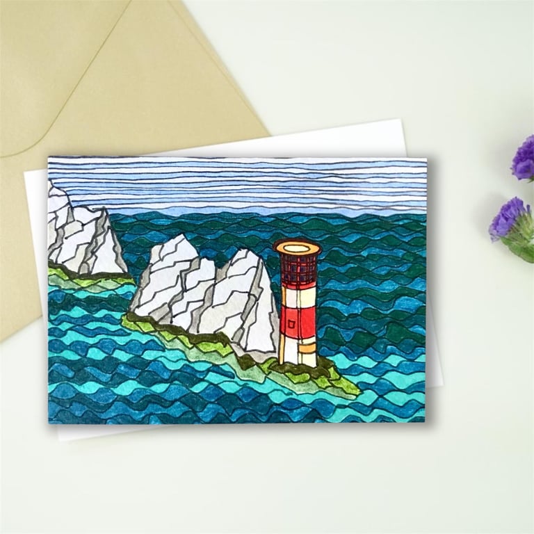 The Needles Lighthouse, Isle of Wight Art Print Greetings Card